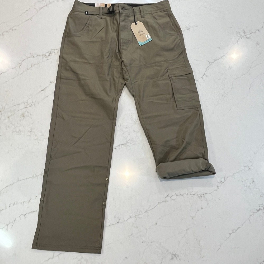 Prana NEW Stretch Zion Pant II Mens 33x30 Green Nylon Relaxed Hiking Outdoor